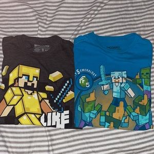 Bundle of 2 Boys Large 10-12 Minecraft short sleeved shirts Great Condition!
